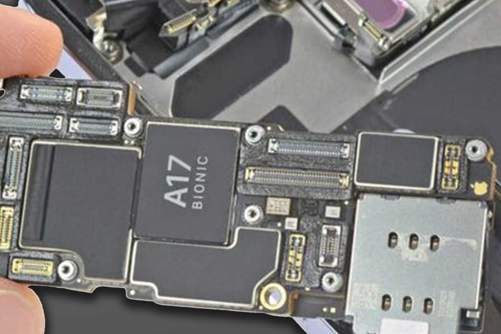 Apple A17 chip on logic board graphic