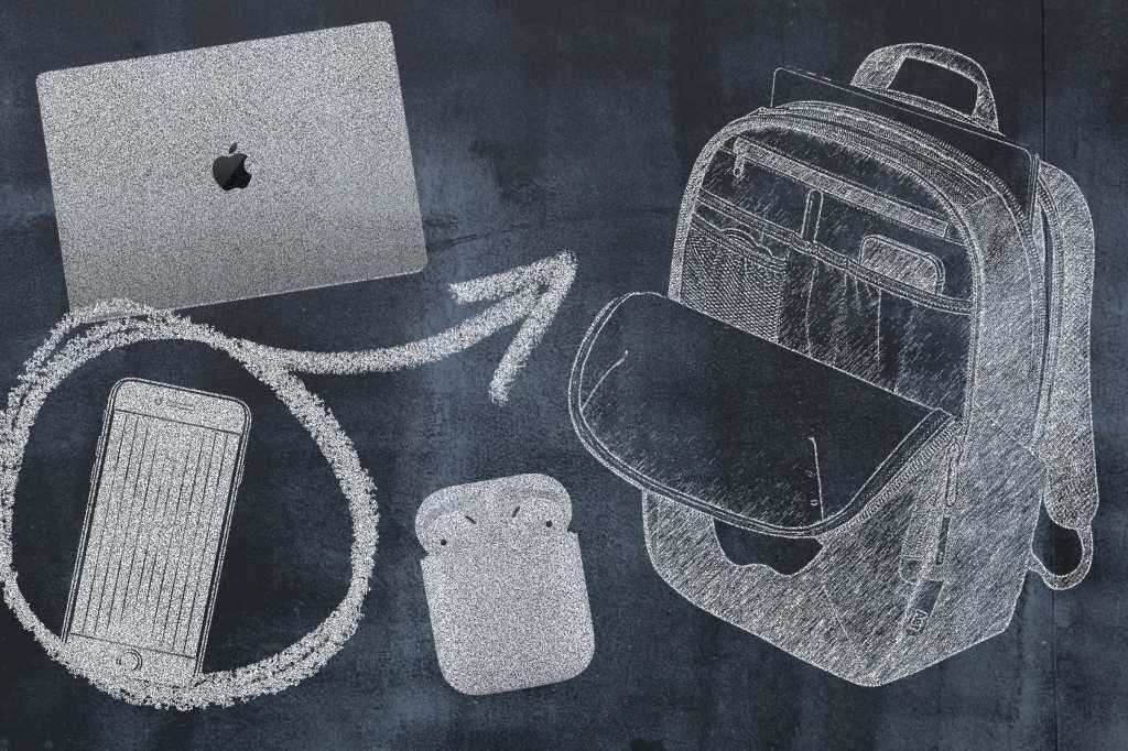 apple products drawn on blackboard