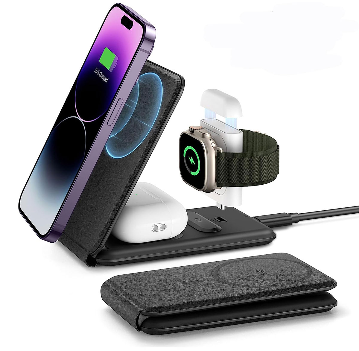ESR HaloLock 3-in-1 Travel Wireless Charging Set – Best 3-in-1 Apple Watch travel charger