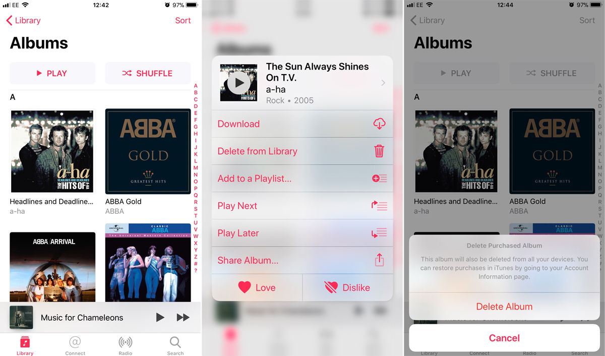 How to delete music from iPhone: Albums