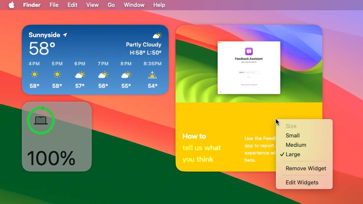 Sonoma Desktop Widgets options
